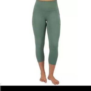 NEW Yogalicious Tribeca Lux Capri High Rise Leggings Cide Pockets 2X Yoga Pilate